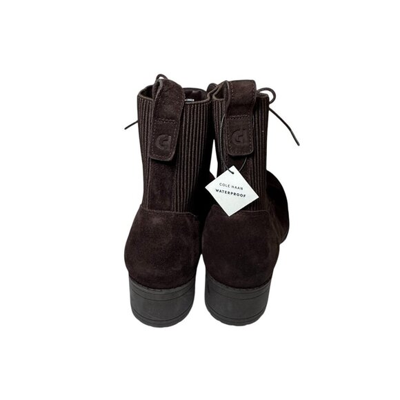 Cole Haan Camea II Waterproof Combat Boot Brown Suede Womens Size 10C Wide New - Picture 4 of 5